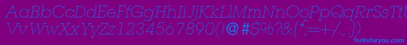 Шрифт L850SlabLightItalic – синие шрифты на фиолетовом фоне