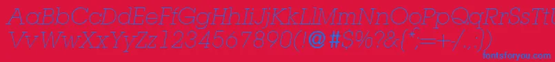 フォントL850SlabLightItalic – 赤い背景に青い文字