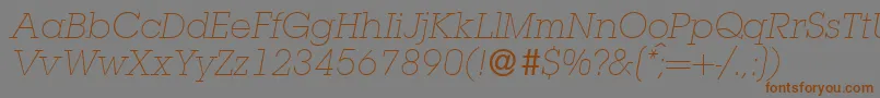 Шрифт L850SlabLightItalic – коричневые шрифты на сером фоне