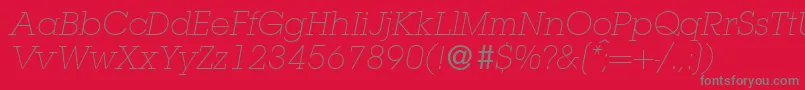 フォントL850SlabLightItalic – 赤い背景に灰色の文字