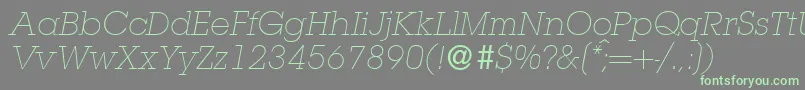 L850SlabLightItalic Font – Green Fonts on Gray Background