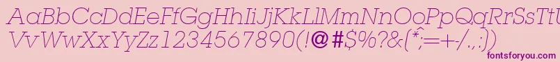 L850SlabLightItalic Font – Purple Fonts on Pink Background