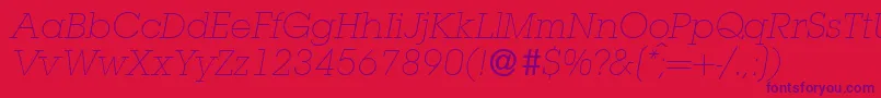 L850SlabLightItalic Font – Purple Fonts on Red Background