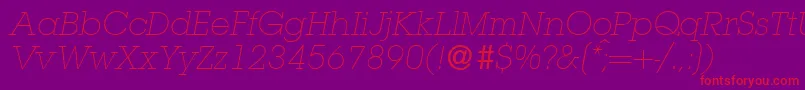 フォントL850SlabLightItalic – 紫の背景に赤い文字