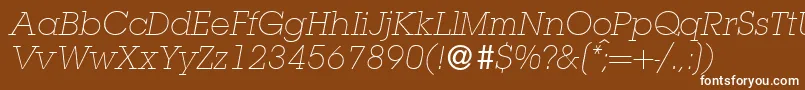 Шрифт L850SlabLightItalic – белые шрифты на коричневом фоне