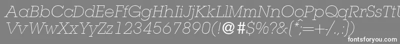 フォントL850SlabLightItalic – 灰色の背景に白い文字