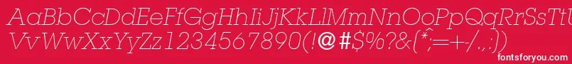 フォントL850SlabLightItalic – 赤い背景に白い文字