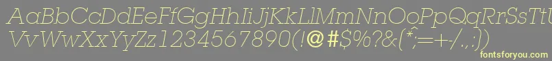 Подробнее о шрифте L850SlabLightItalic Шрифт L850SlabLightItalic – жёлтые шрифты на сером фоне