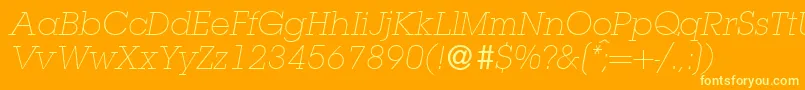 フォントL850SlabLightItalic – オレンジの背景に黄色の文字