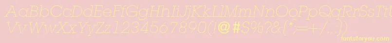 Fonte L850SlabLightItalic – fontes amarelas em um fundo rosa