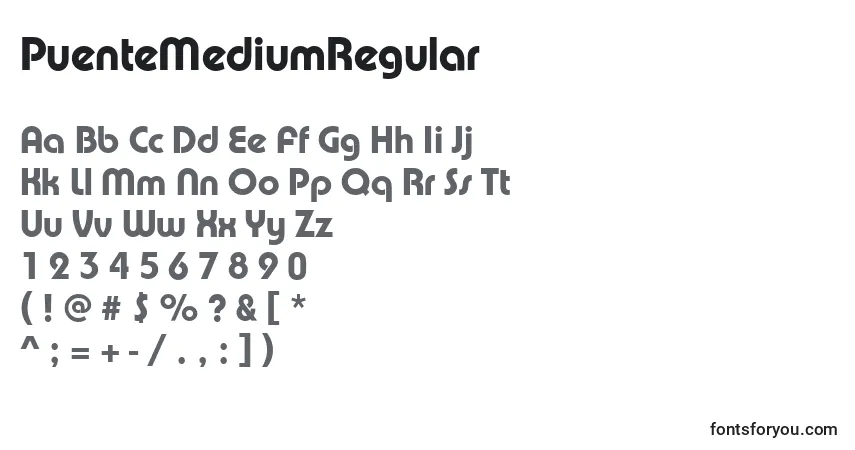 PuenteMediumRegular-fontti – aakkoset, numerot, erikoismerkit