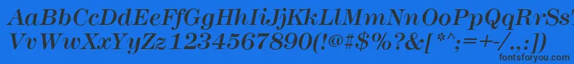 MontpellierItalic-Schriftart – Schwarze Schriften auf blauem Hintergrund
