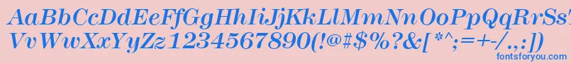 Fonte MontpellierItalic – fontes azuis em um fundo rosa