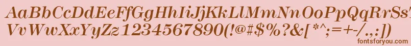 Czcionka MontpellierItalic – brązowe czcionki na różowym tle