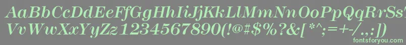 MontpellierItalic-fontti – vihreät fontit harmaalla taustalla
