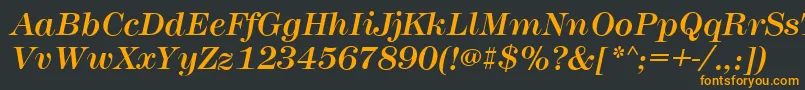 MontpellierItalic-fontti – oranssit fontit mustalla taustalla