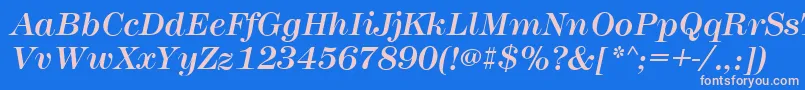 MontpellierItalic-fontti – vaaleanpunaiset fontit sinisellä taustalla