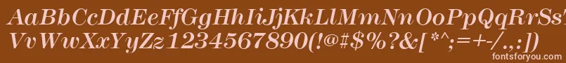 MontpellierItalic-fontti – vaaleanpunaiset fontit ruskealla taustalla