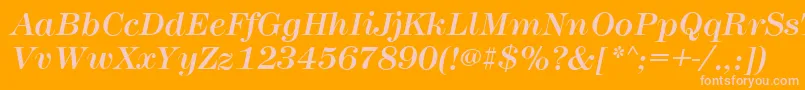 MontpellierItalic-fontti – vaaleanpunaiset fontit oranssilla taustalla