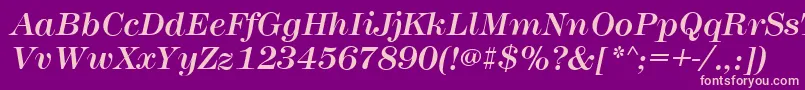 フォントMontpellierItalic – 紫の背景にピンクのフォント