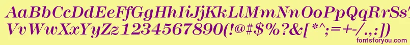 Czcionka MontpellierItalic – fioletowe czcionki na żółtym tle