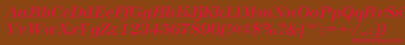 MontpellierItalic-fontti – punaiset fontit ruskealla taustalla