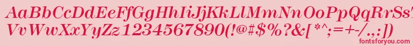 フォントMontpellierItalic – ピンクの背景に赤い文字