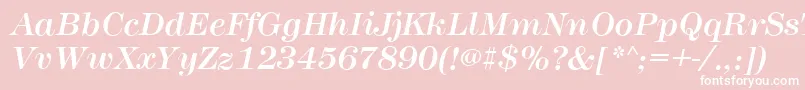 MontpellierItalic-Schriftart – Weiße Schriften auf rosa Hintergrund