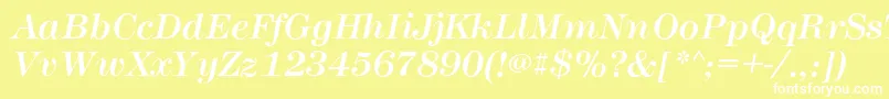 フォントMontpellierItalic – 黄色い背景に白い文字