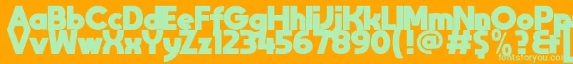 MoonGetHeavy-Schriftart – Grüne Schriften auf orangefarbenem Hintergrund