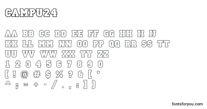 Czcionka Campu24 – alfabet, cyfry, specjalne znaki