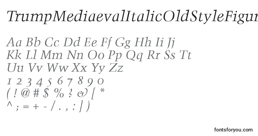 Шрифт TrumpMediaevalItalicOldStyleFigures – алфавит, цифры, специальные символы