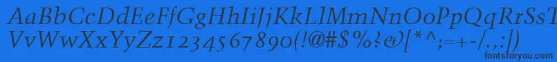 TrumpMediaevalItalicOldStyleFigures Font – Black Fonts on Blue Background