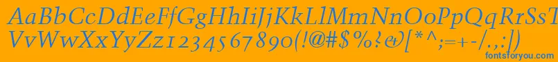 TrumpMediaevalItalicOldStyleFigures Font – Blue Fonts on Orange Background