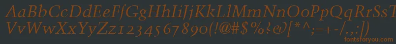 Czcionka TrumpMediaevalItalicOldStyleFigures – brązowe czcionki na czarnym tle