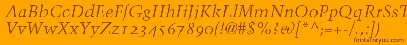 TrumpMediaevalItalicOldStyleFigures Font – Brown Fonts on Orange Background