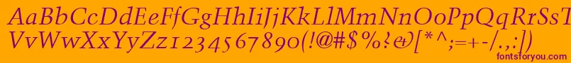 TrumpMediaevalItalicOldStyleFigures Font – Purple Fonts on Orange Background