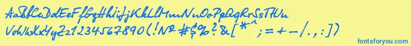 Czcionka Olga – niebieskie czcionki na żółtym tle