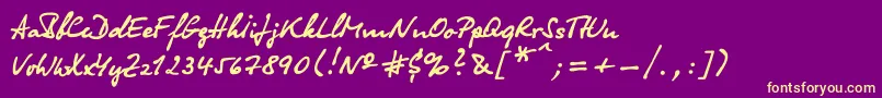 フォントOlga – 紫の背景に黄色のフォント
