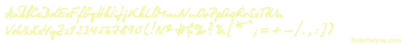 フォントOlga – 白い背景に黄色の文字