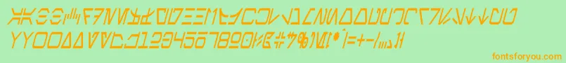 AurebeshCondensedItalic Font – Orange Fonts on Green Background