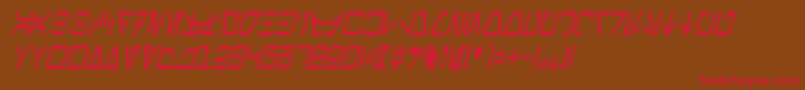 フォントAurebeshCondensedItalic – 赤い文字が茶色の背景にあります。