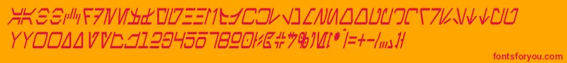 AurebeshCondensedItalic Font – Red Fonts on Orange Background