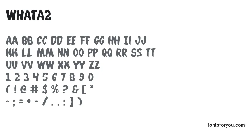 Czcionka Whata2 – alfabet, cyfry, specjalne znaki