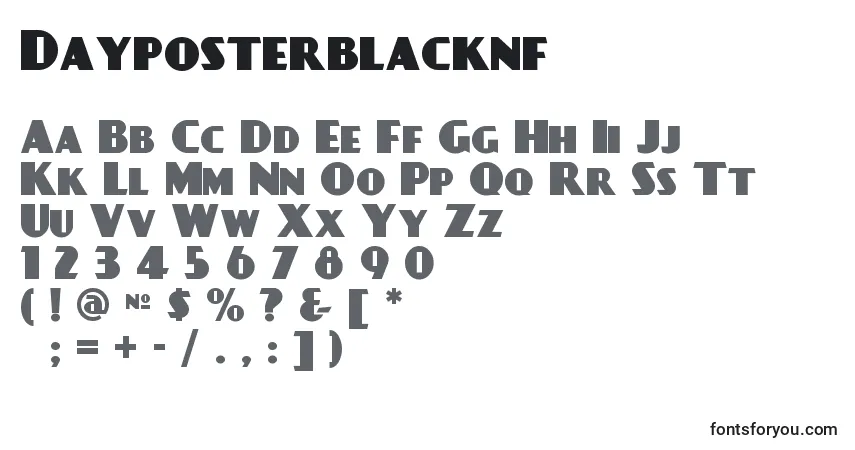 A fonte Dayposterblacknf (68025) – alfabeto, números, caracteres especiais