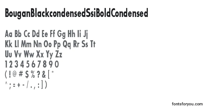 Шрифт BouganBlackcondensedSsiBoldCondensed – алфавит, цифры, специальные символы