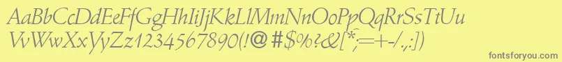 A770RomanRegular-fontti – harmaat kirjasimet keltaisella taustalla