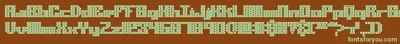 フォントScalelinesMazeBrk – 緑色の文字が茶色の背景にあります。