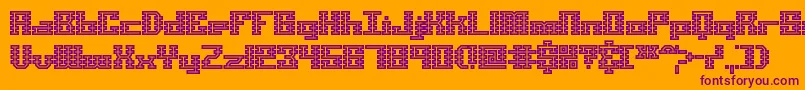 ScalelinesMazeBrk-fontti – violetit fontit oranssilla taustalla