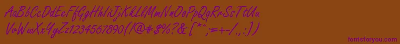 FreelancescriptRegular Font – Purple Fonts on Brown Background